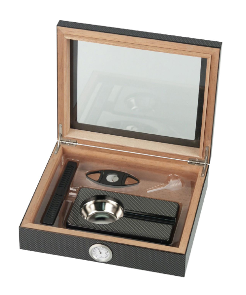 Humidor-Set "Carbon-Design" für ca. 15 Zigarren